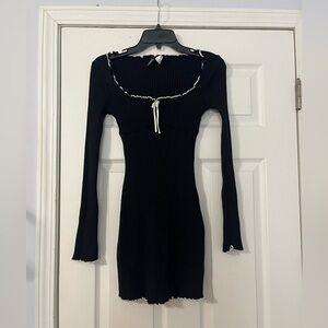 H&M Black Ribbed Long-sleeve Dress - Women’s Small